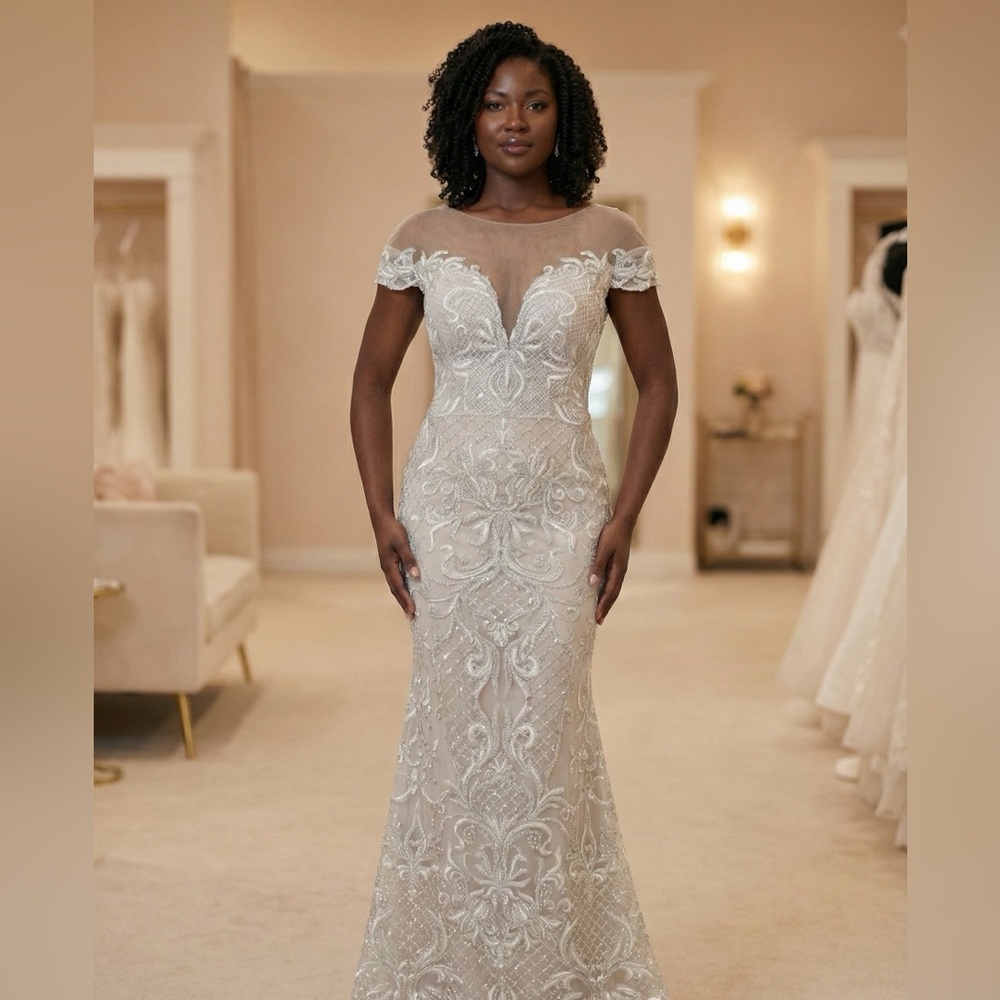 Nude and Gold Glitter wedding Gown